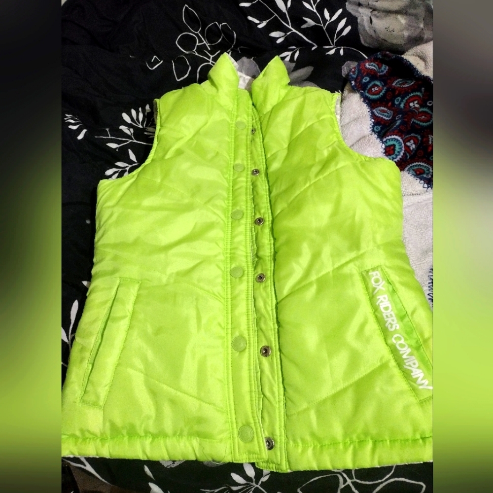 FOX Racing Reversible Puffer Vest  size Medium Bright Lime Green